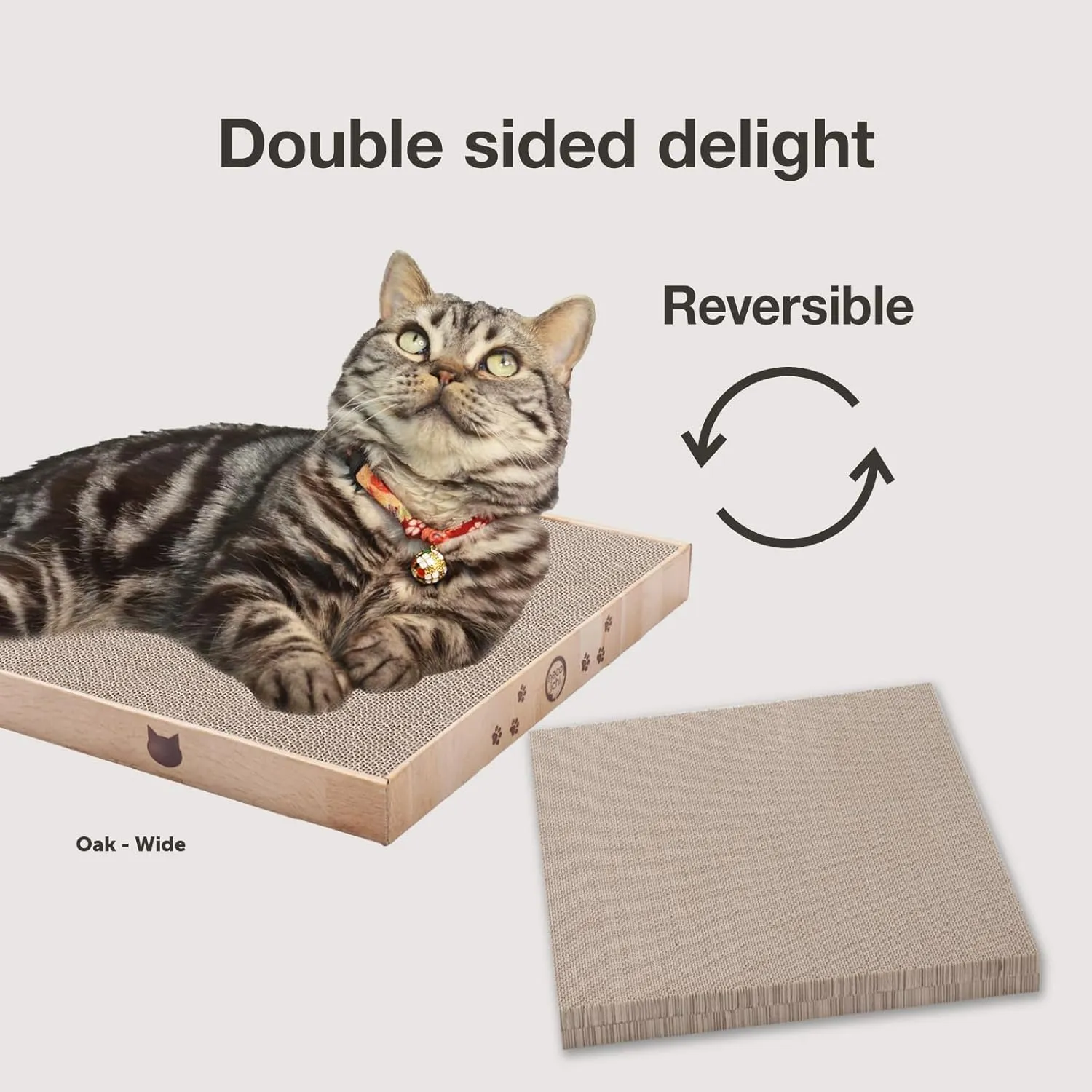 Necoichi Cardboard Cat Scratcher Bed for Indoor Cats - Cat Scratching Board (16" Wide, a.Oak Lounge)