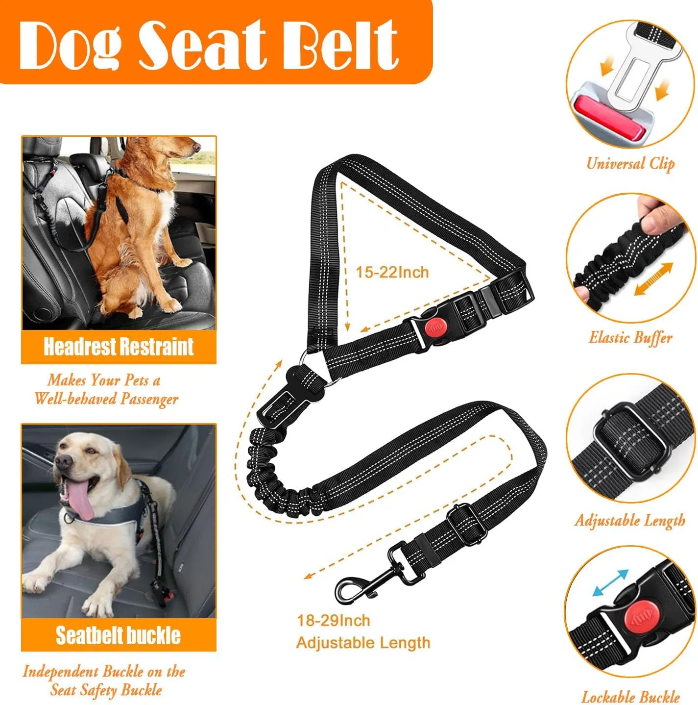 No Pull Dog Harness, Collar & Leash Set with Retractable Dog Seat Belt, Collapsible Dog Bowls and Poop Bag Dispenser - Ideal for Training, Walking, Hiking - Fits Small to Large Dogs(Blue-M)