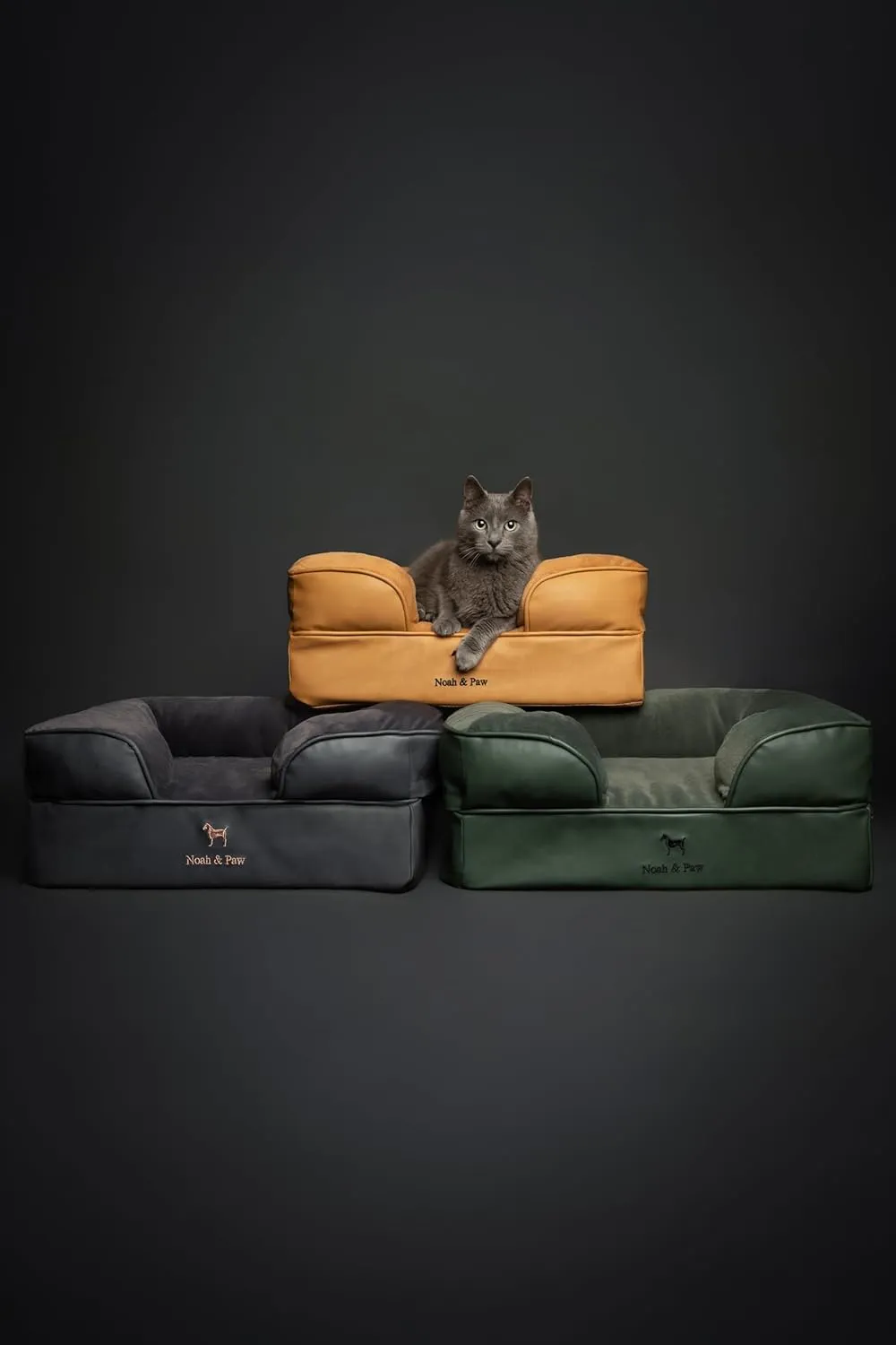 NOAH & PAW Small Dog Bed, 20x15x8 Inch, Cat Bed for Indoor Cats, Orthopedic Eggshell Memory Foam Infused with Cooling Gel, Waterproof Inner Cover Machine Washable (Faux Leather Collection)