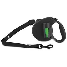 PAW Bio Retractable Leash with Green Pick-up Bags, Black
