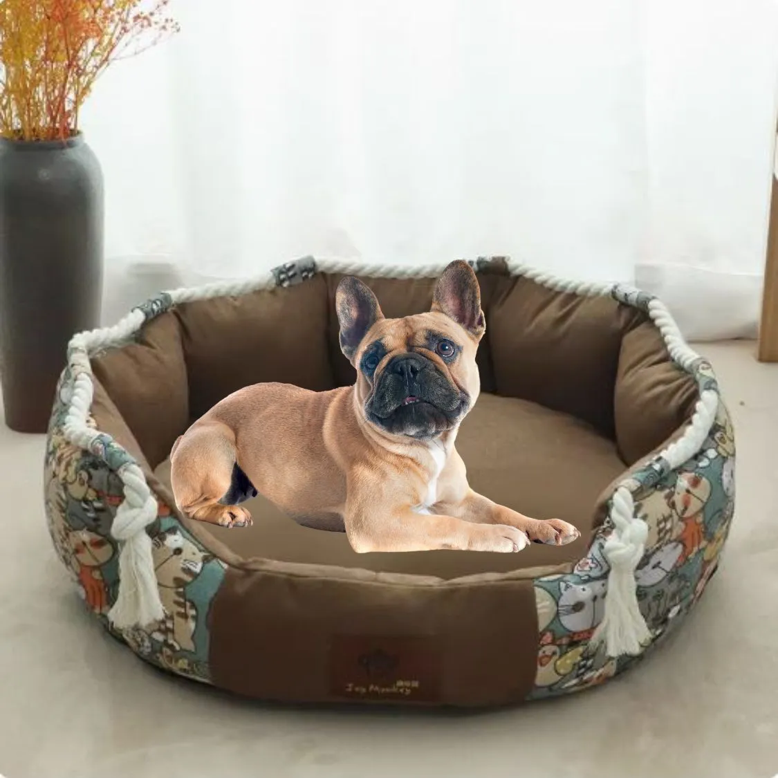 PawHaven Soft Frenchie Bed - Comfortable and Stylish Sleep Solution for French Bulldog