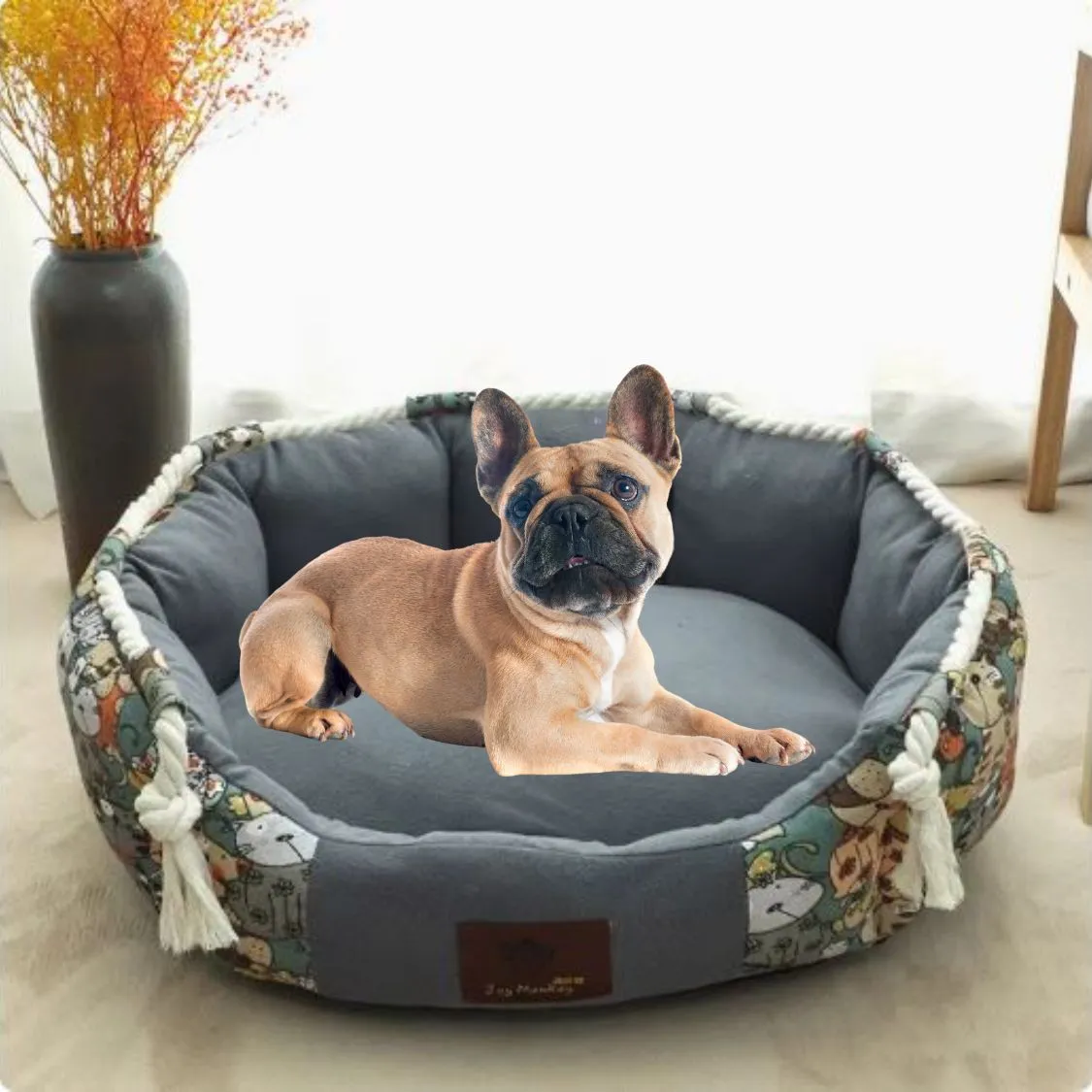 PawHaven Soft Frenchie Bed - Comfortable and Stylish Sleep Solution for French Bulldog
