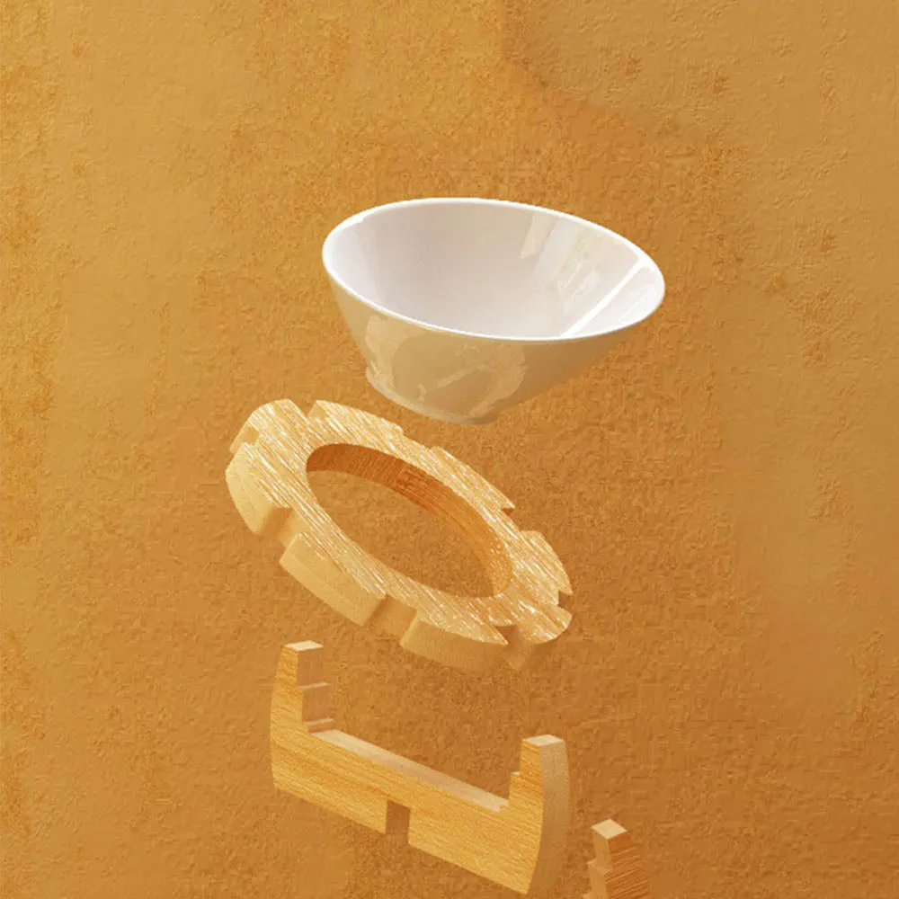 PAWS ASIA Wholesale Bamboo 15 Degree Tilted Protect Cervical Pet Ceramic Bowl