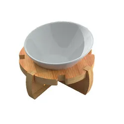 PAWS ASIA Wholesale Bamboo 15 Degree Tilted Protect Cervical Pet Ceramic Bowl