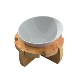 PAWS ASIA Wholesale Bamboo 15 Degree Tilted Protect Cervical Pet Ceramic Bowl