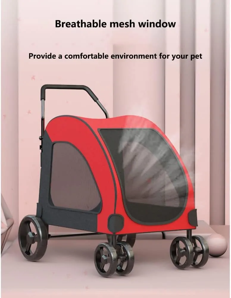Pet Strollers for Large Medium Dogs Strolling Cart for 2 Dogs 4 Wheels Collapsible Dog Carrier Pet Stroller for Outdoor Travel Carrier Up to 121lbs (Blue) (Blue)