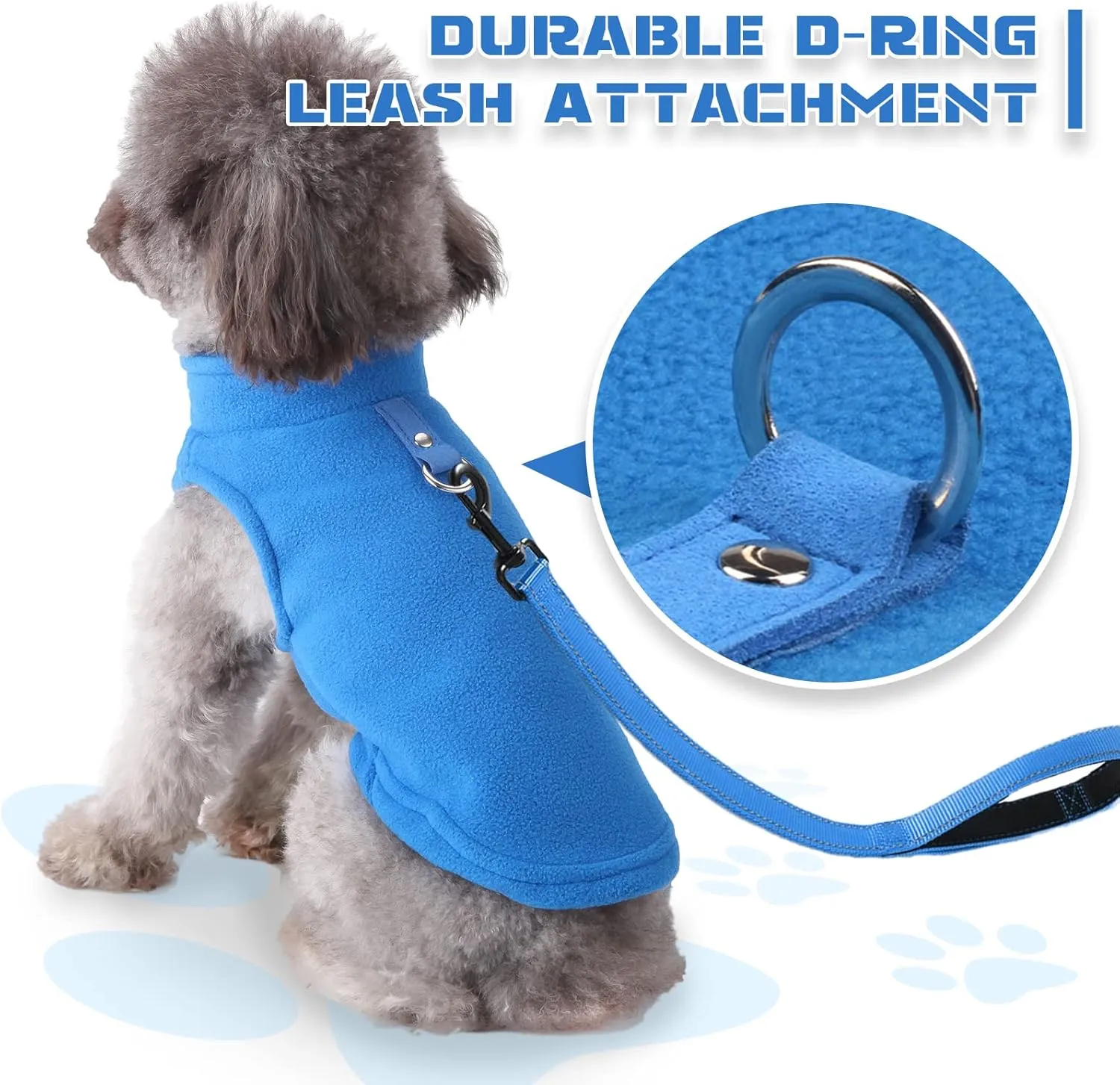 PETCARE Small Dog Sweater Cat Fleece Vest Soft Dog Jacket with Leash O-Ring Winter Warm Pet Pullover Coat Puppy Clothes for Small Dogs Cats Chihuahua Apparel Shih Tzu Costume, Blue