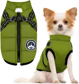 PETCARE Winter Dog Coat with Harness Built-In Waterproof Jacket, Warm Fleece Vest, Windproof Snow Jacket, Reflective, Cold Weather Coats for Puppy, Small, Medium, Large Dogs, Cats