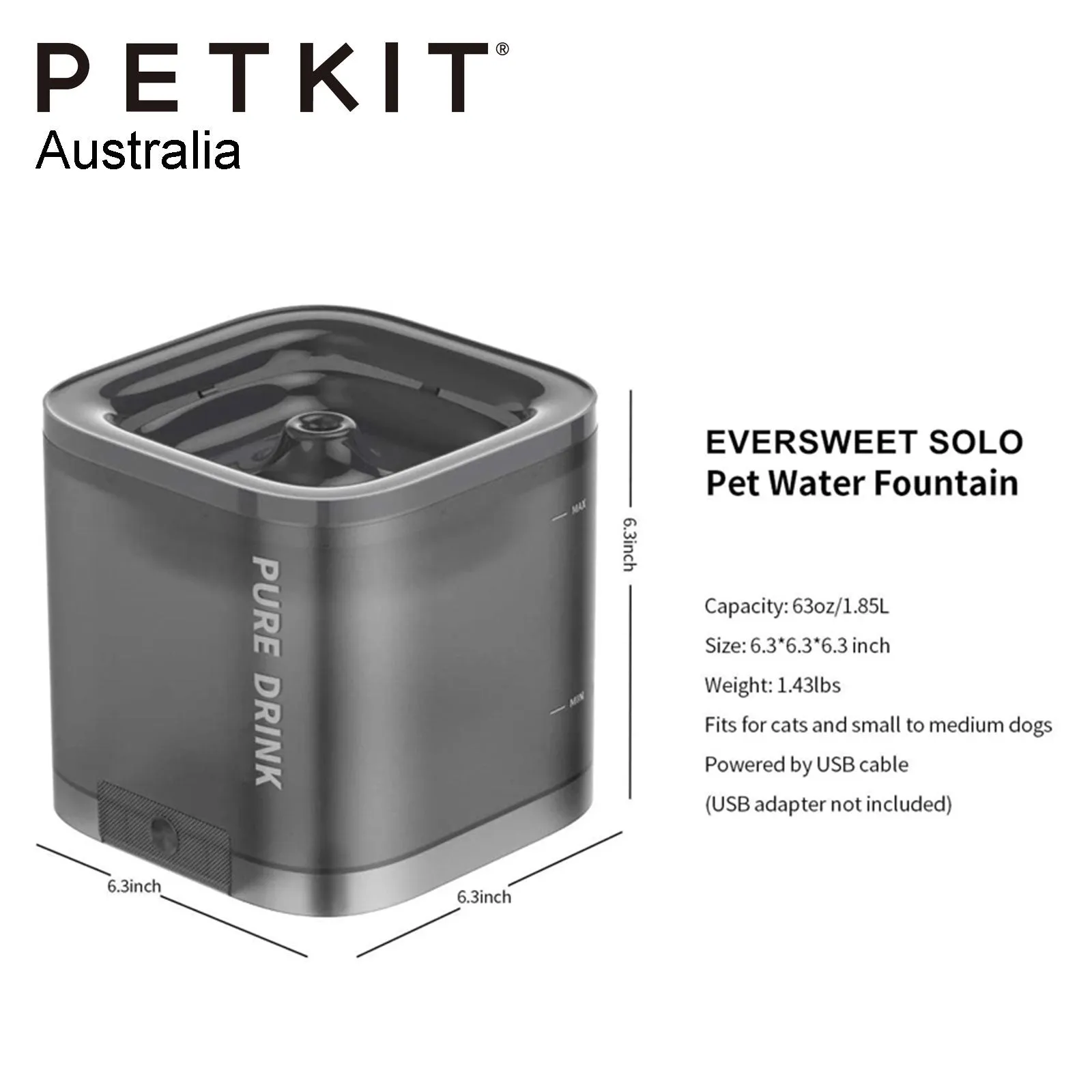 Petkit Eversweet Solo Pet Dog Cat Smart Water Dispenser Drinking Fountain feeder Bowl Ultra-Silent - orange