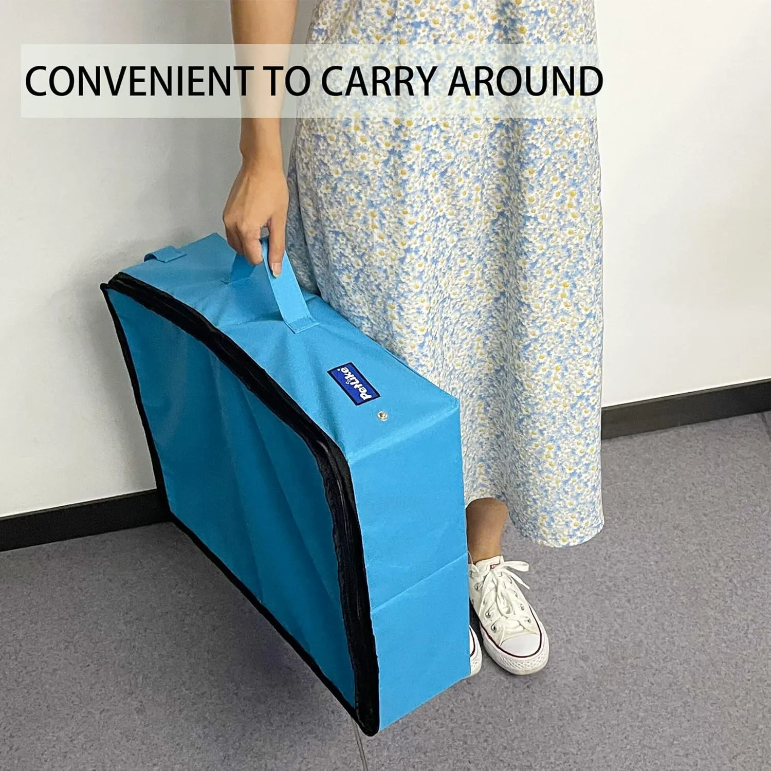 PetLike Travel Cat Litter Box, Leak-Proof Portable Litter Box, Collapsible Toilet Tray Carrier for Small Medium Cats (Large, Aqua Set)