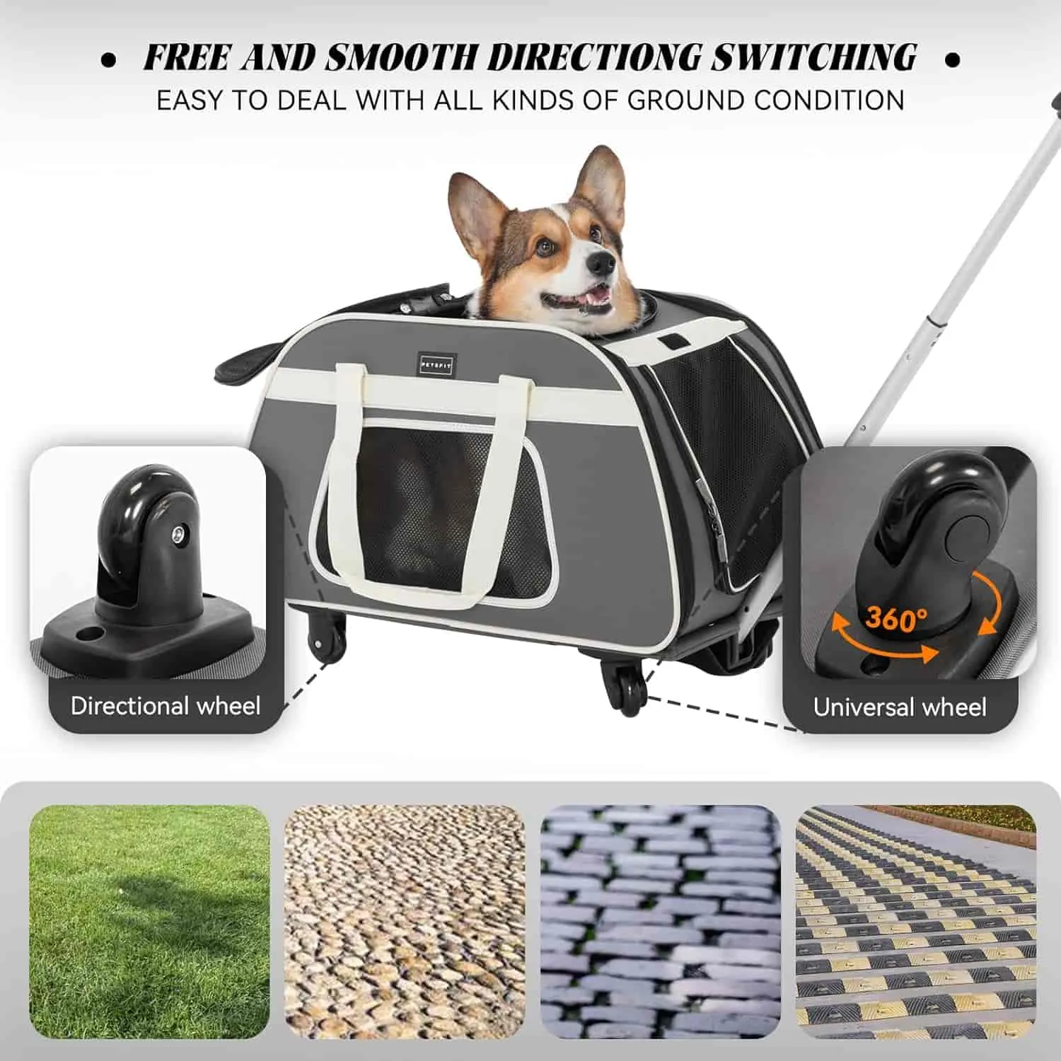 PETSFIT Airline Pet Carrier With Wheels