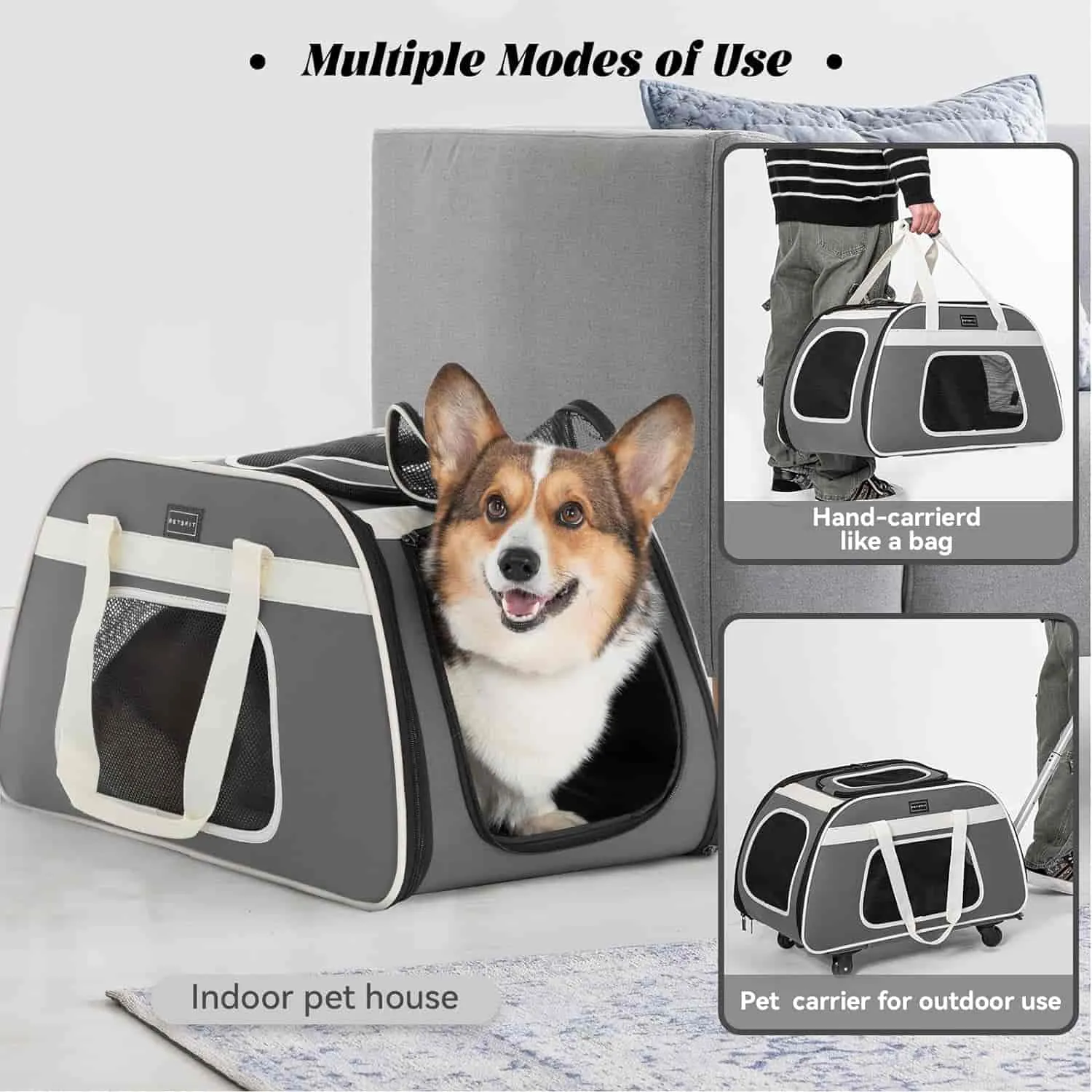 PETSFIT Airline Pet Carrier With Wheels