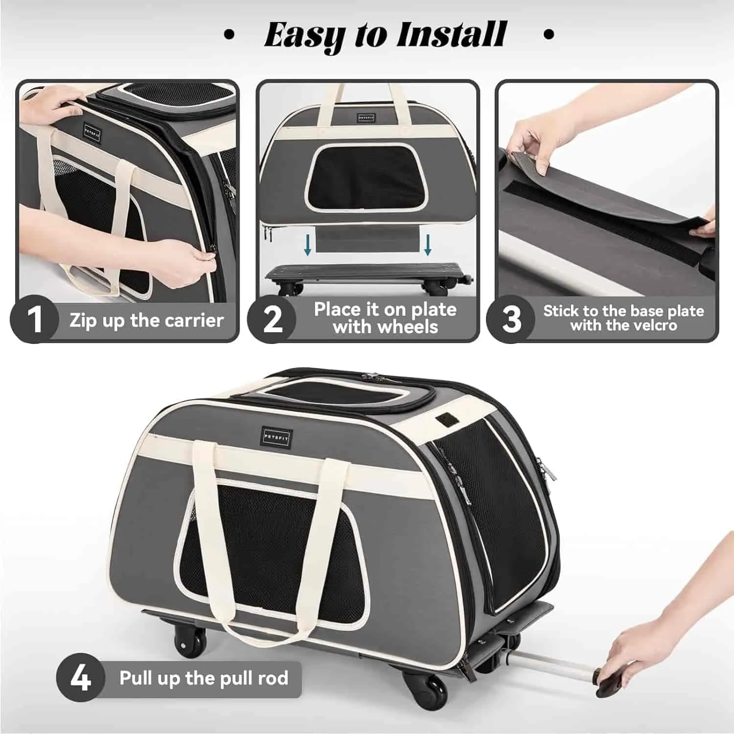 PETSFIT Airline Pet Carrier With Wheels