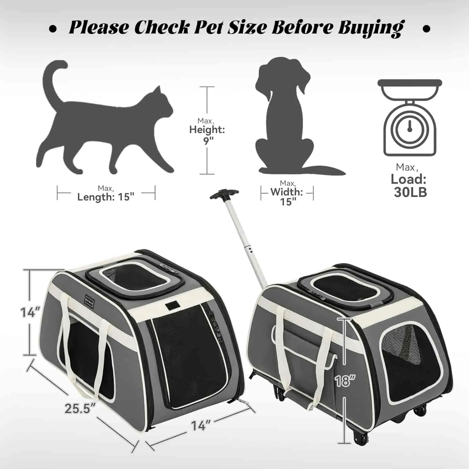 PETSFIT Airline Pet Carrier With Wheels