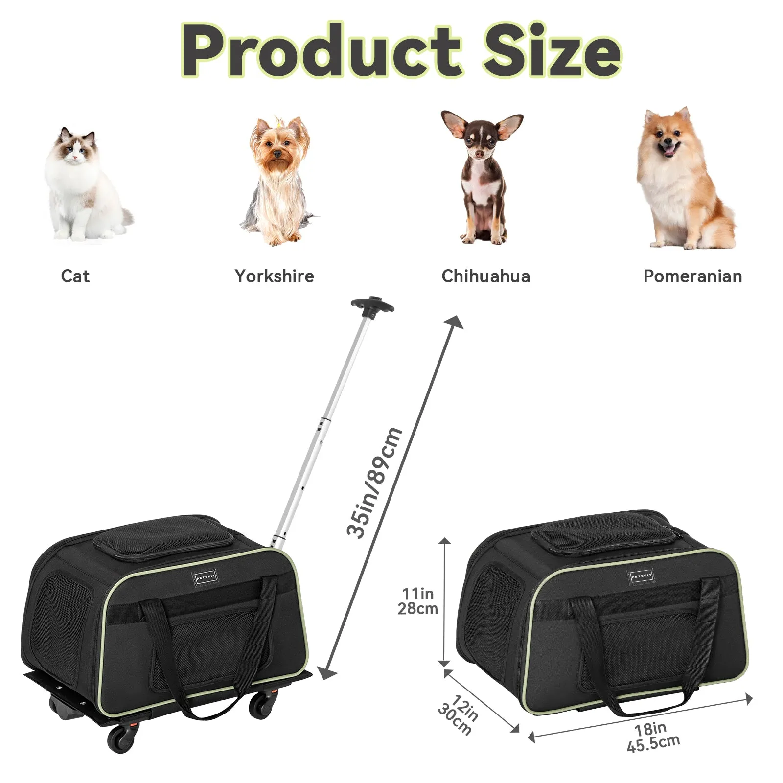 PETSFIT Airline Pet Carrier With Wheels