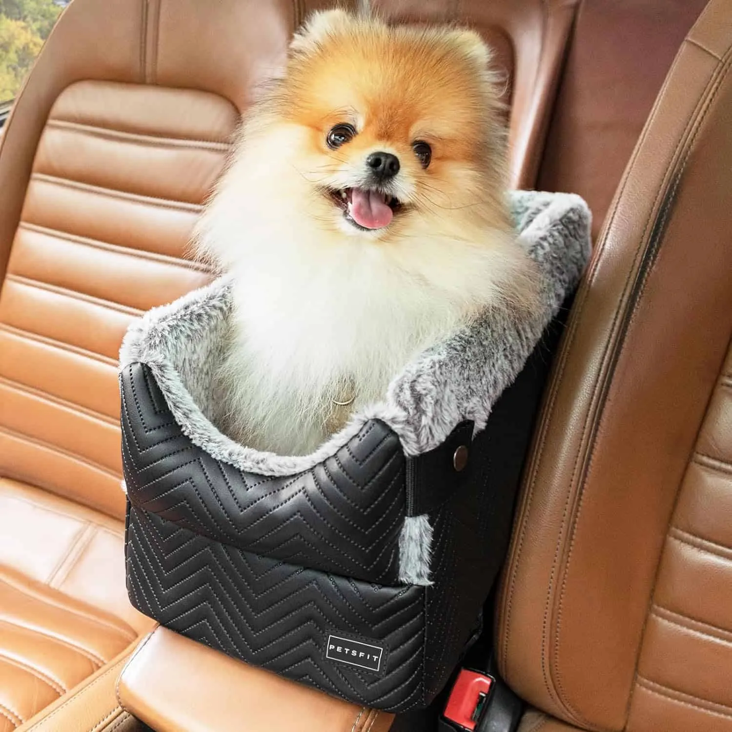 PETSFIT Dog Car Seat Center Console Up to 9 Lbs Black