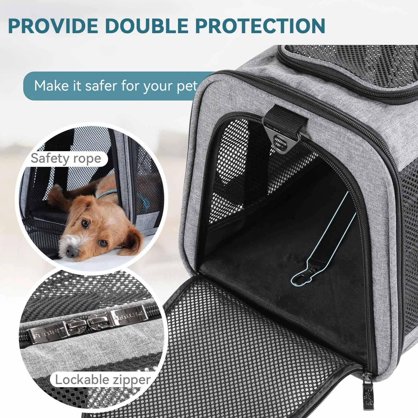 PETSFIT Large Capacity Lightweight Washable Soft-Sided Pet Travel Carrier