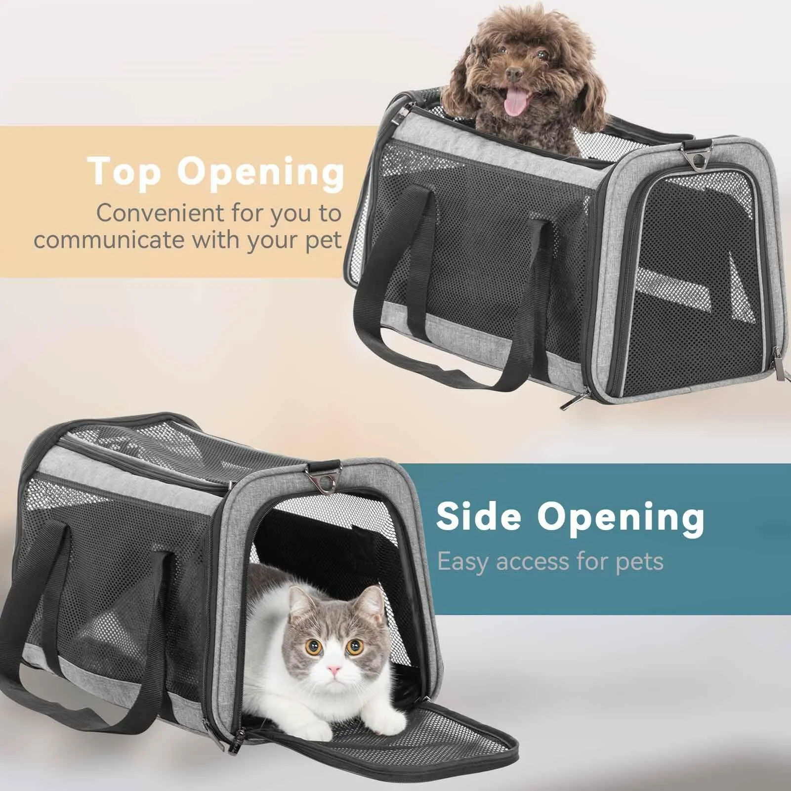 PETSFIT Large Capacity Lightweight Washable Soft-Sided Pet Travel Carrier