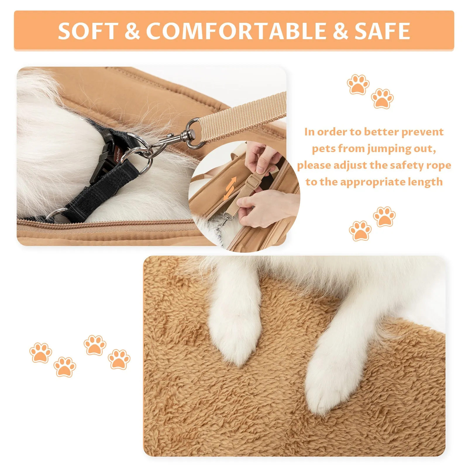 PETSFIT Small Dog Purse Carrier Tote with Adjustable Safety Leashs