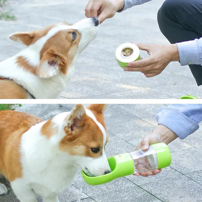 Portable Dog Water Bottle with Food Compartment