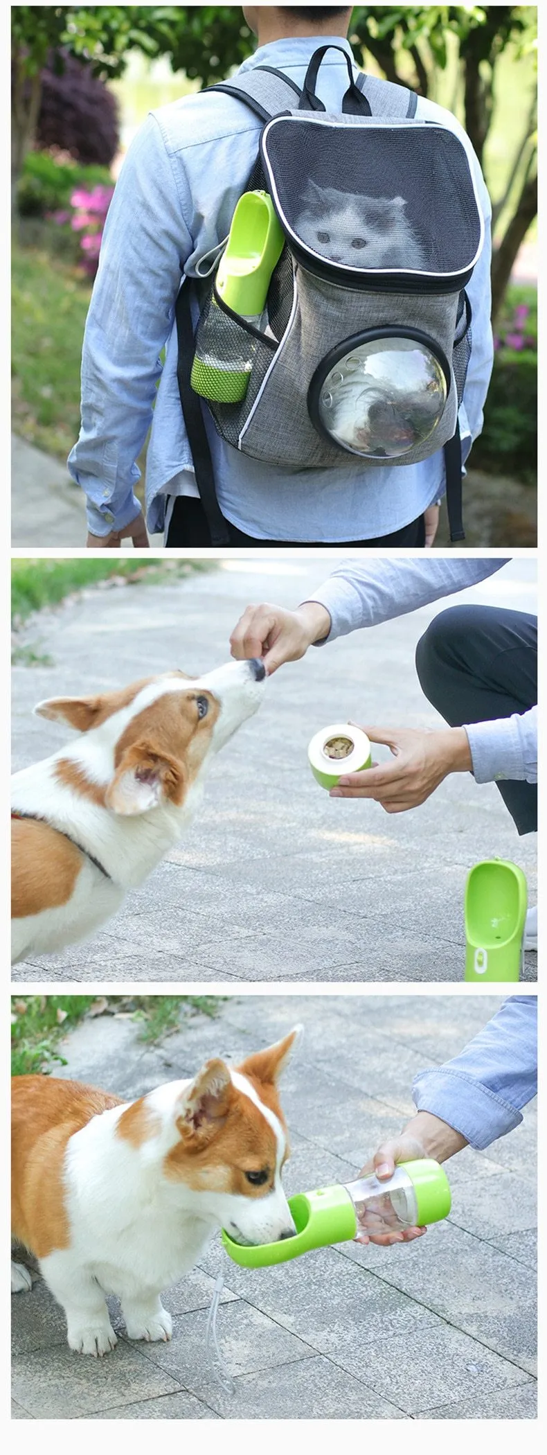 Portable Dog Water Bottle with Food Compartment