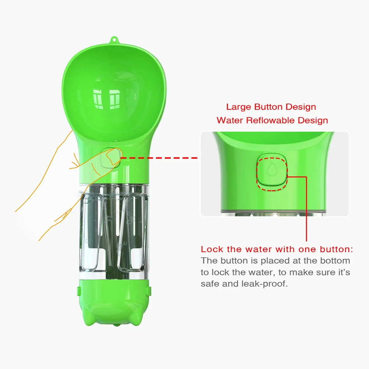 Portable-Travel Pet-Dog Accessories-Dispenser Lightweight - 4 in1 Leakproof Dog Water Bottle Dispenser with Garbage Bag, Scooper and Food Container fo