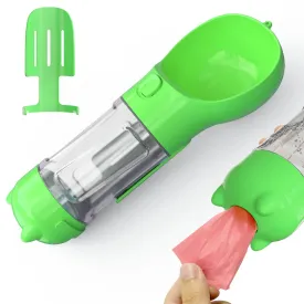 Portable-Travel Pet-Dog Accessories-Dispenser Lightweight - 4 in1 Leakproof Dog Water Bottle Dispenser with Garbage Bag, Scooper and Food Container fo