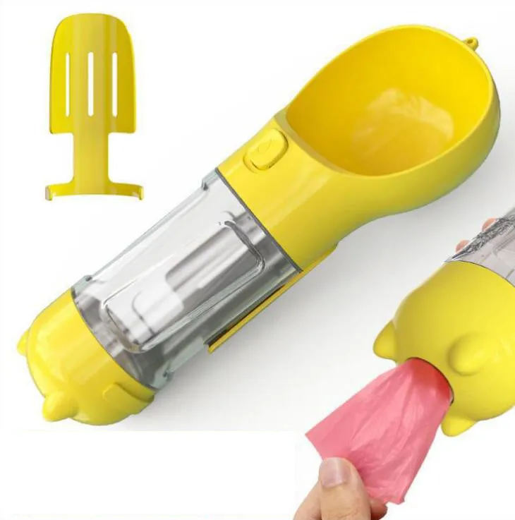 Portable-Travel Pet-Dog Accessories-Dispenser Lightweight - 4 in1 Leakproof Dog Water Bottle Dispenser with Garbage Bag, Scooper and Food Container fo