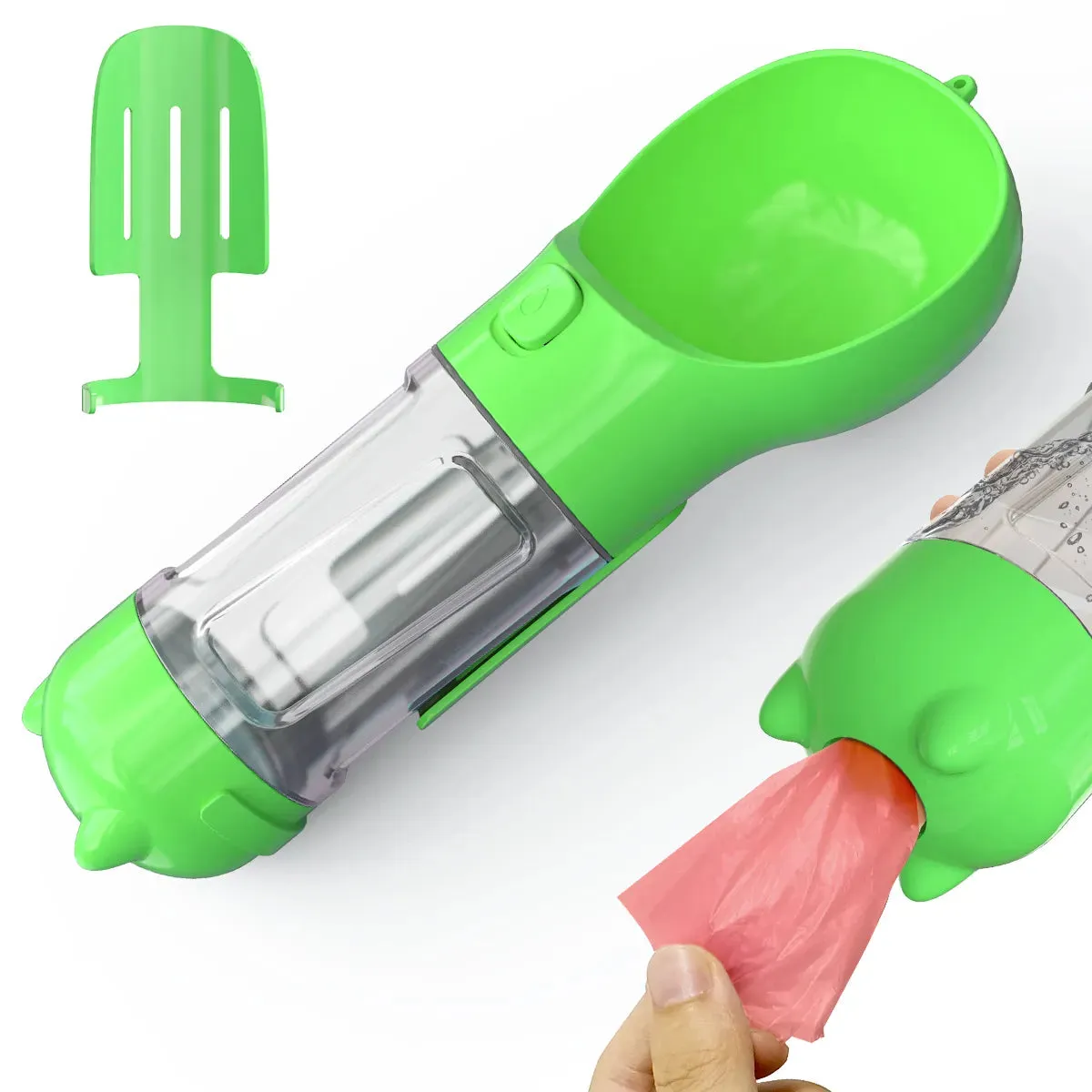 Portable-Travel Pet-Dog Accessories-Dispenser Lightweight - 4 in1 Leakproof Dog Water Bottle Dispenser with Garbage Bag, Scooper and Food Container fo