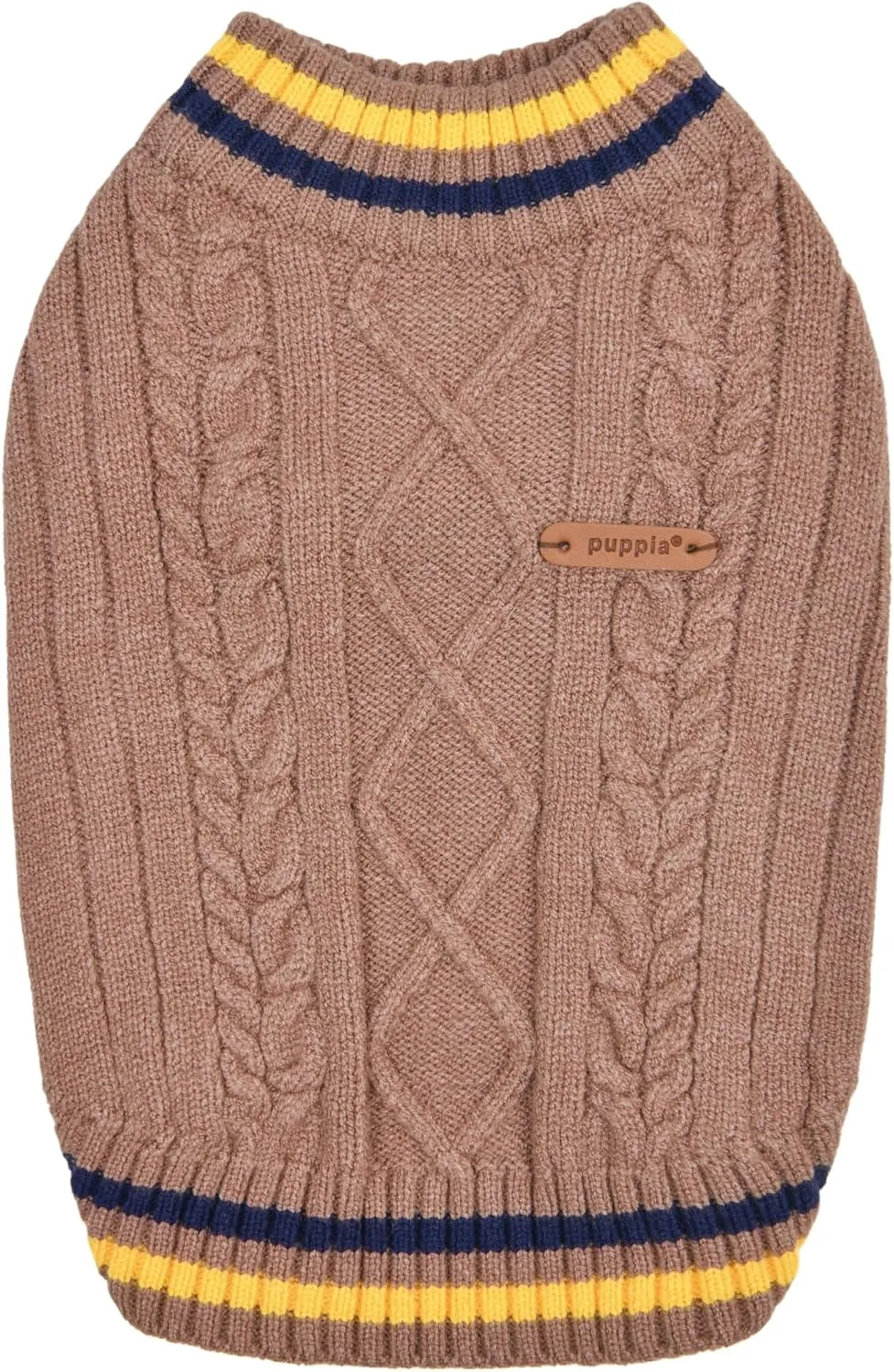 Puppia JOISE Dog Knit Sweater Winter Season for Small and Medium Dogs, Brown, Medium