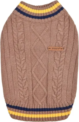Puppia JOISE Dog Knit Sweater Winter Season for Small and Medium Dogs, Brown, Medium