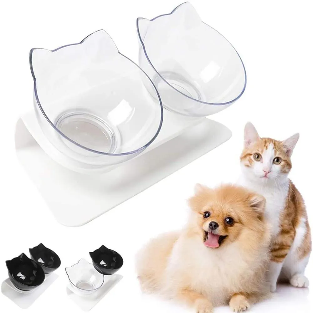 Raised Tilted Non-Slip Cat Food Bowls