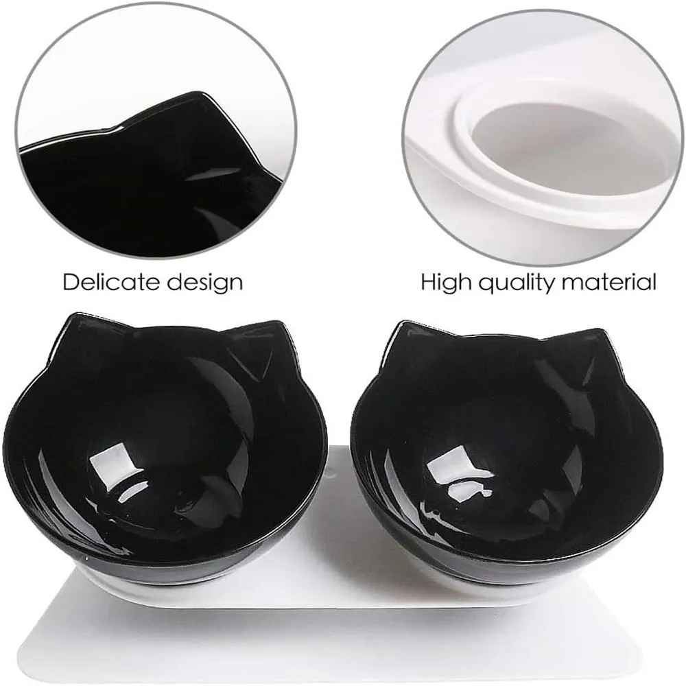 Raised Tilted Non-Slip Cat Food Bowls