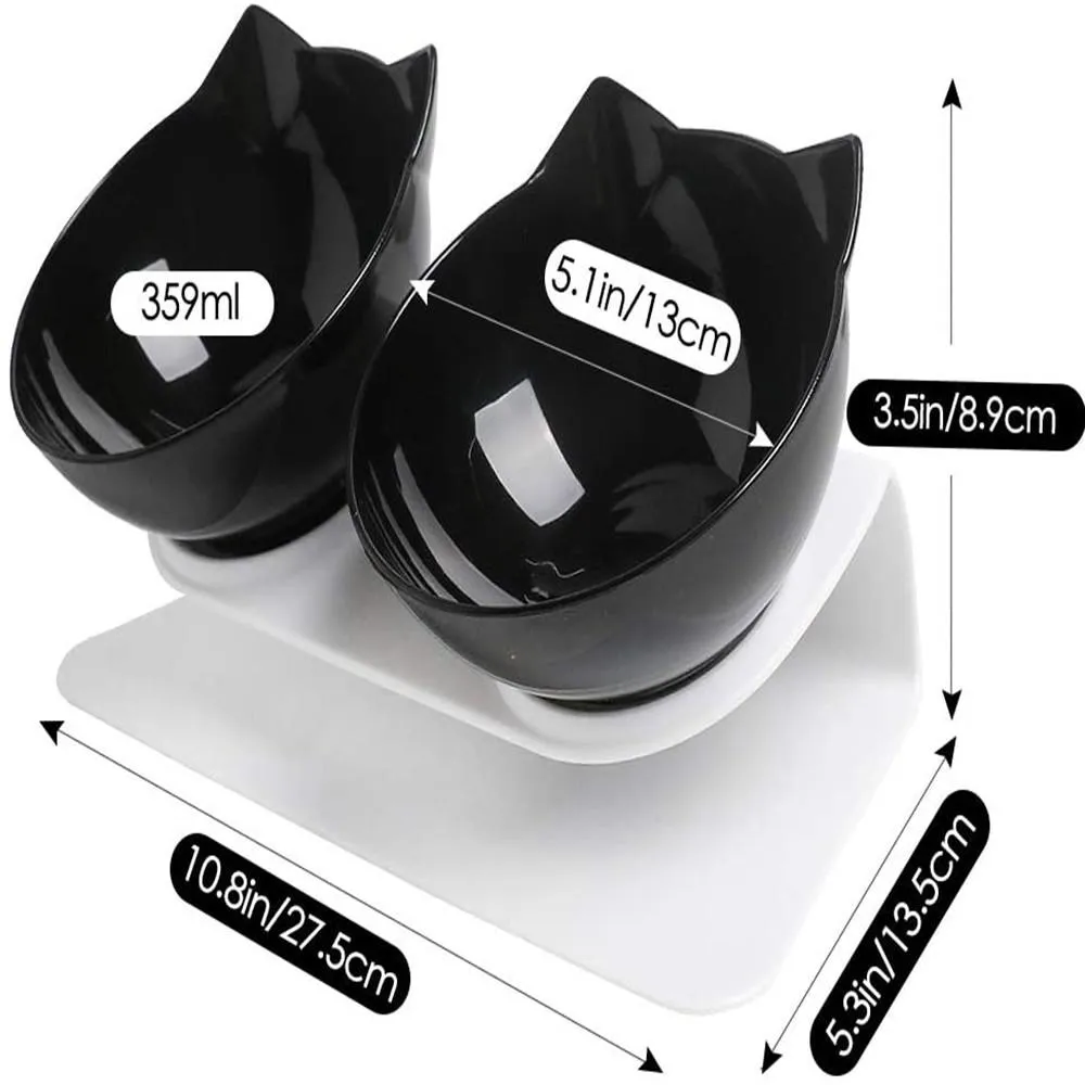 Raised Tilted Non-Slip Cat Food Bowls