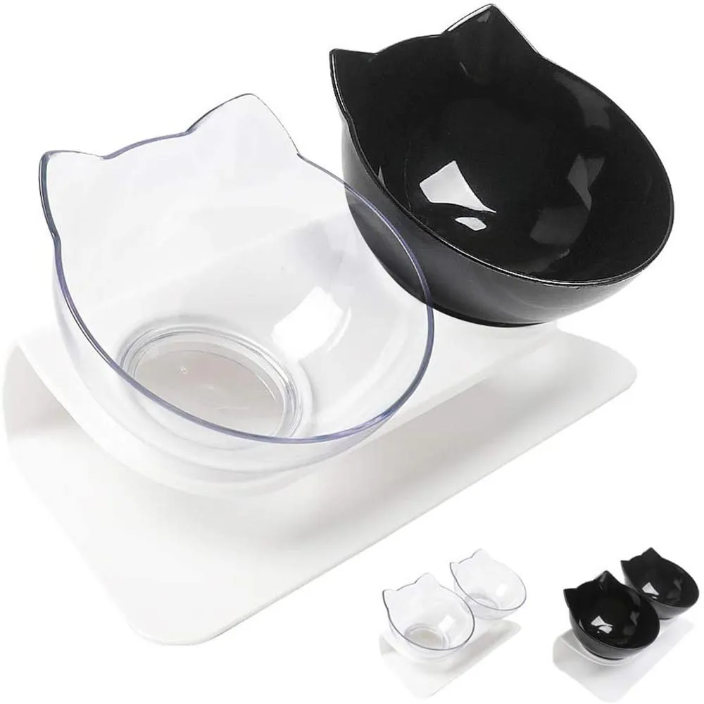 Raised Tilted Non-Slip Cat Food Bowls