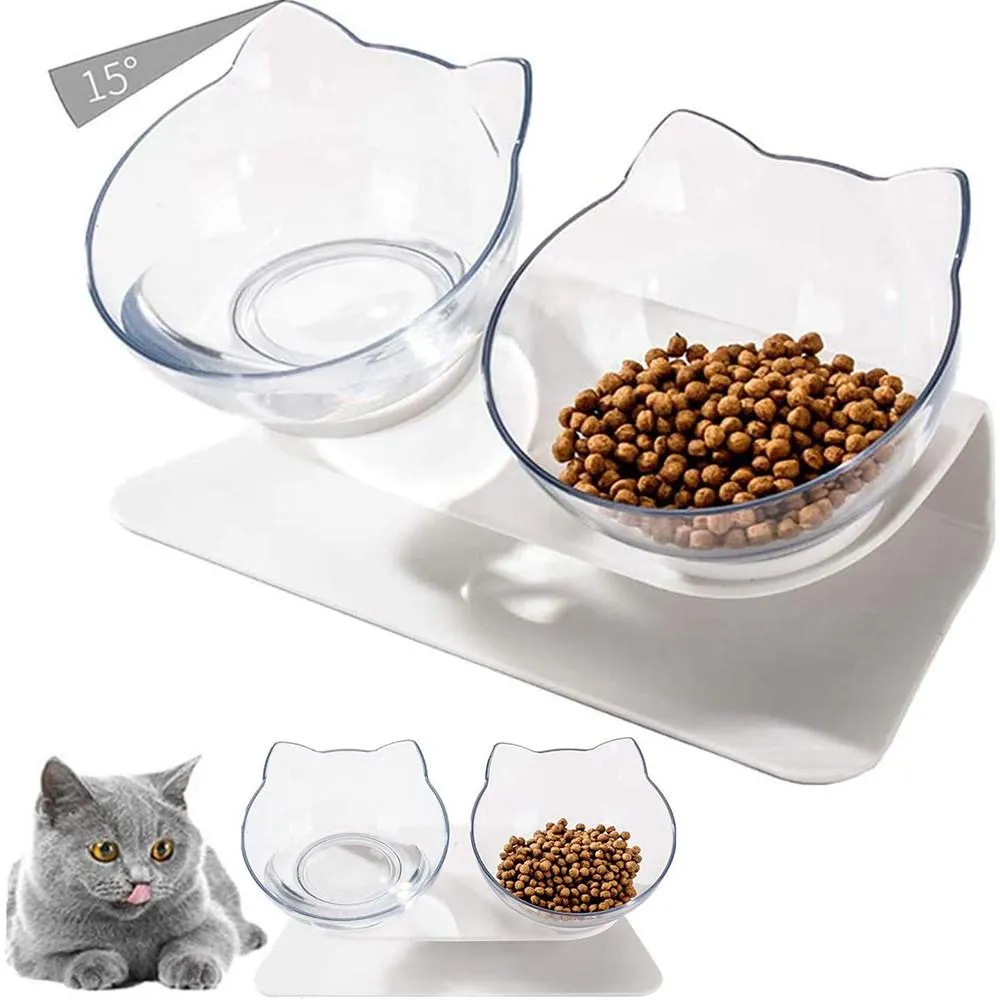 Raised Tilted Non-Slip Cat Food Bowls