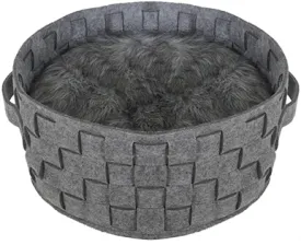 SILVER FELT & FUR PLAITED BED