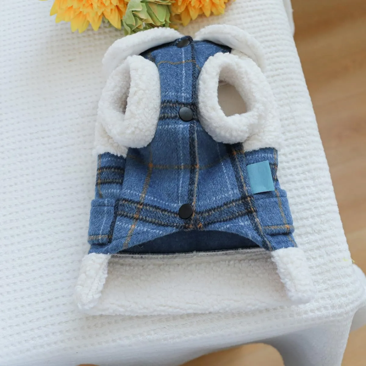Small Dog Winter Denim Jacket Fleece Lined Puppy Cute Jean Clothes Cold Weather Dog Cozy Warm Coats Chihuahua Yorkie Stylish Clothes Christmas Holiday Birthday Dog Outfits