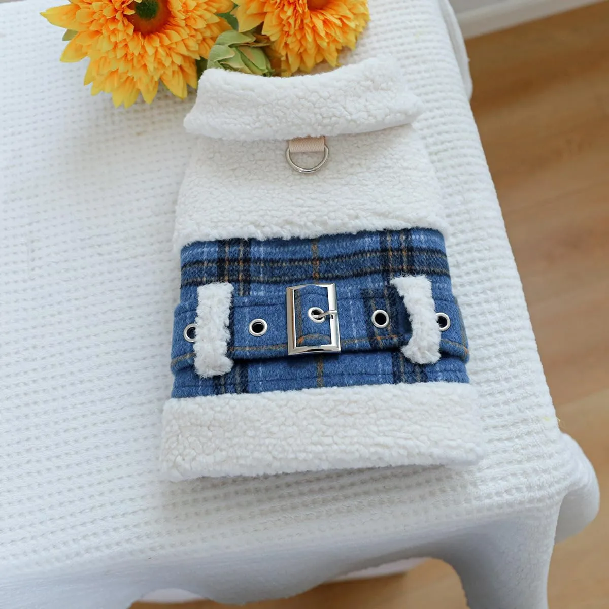 Small Dog Winter Denim Jacket Fleece Lined Puppy Cute Jean Clothes Cold Weather Dog Cozy Warm Coats Chihuahua Yorkie Stylish Clothes Christmas Holiday Birthday Dog Outfits