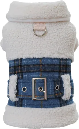 Small Dog Winter Denim Jacket Fleece Lined Puppy Cute Jean Clothes Cold Weather Dog Cozy Warm Coats Chihuahua Yorkie Stylish Clothes Christmas Holiday Birthday Dog Outfits