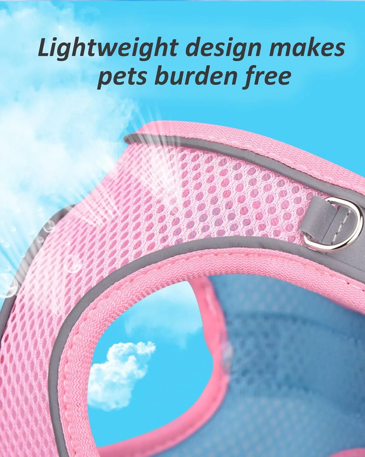 Solmoony Soft Mesh Dog Harness and Leash Set for Small Medium Dogs, Step in Adjustable with Padded Vest (S, Pink)