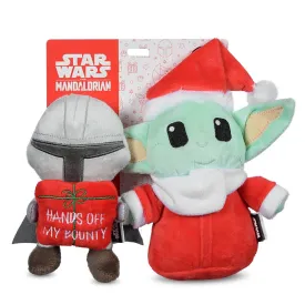 Star Wars: 6" Holiday The Mandalorian w/Present and The Child Santa Plush 2pc Toy Set