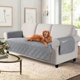 TAOCOCO Waterproof Sofa Covers for Dogs Pets with Non Slip Backing, Couch Seat Covers with Side Pocket for 3 Cushion Couch Washable Dog Couch Cover Protector Sofa Slipcovers(Sofa, Light Gray)