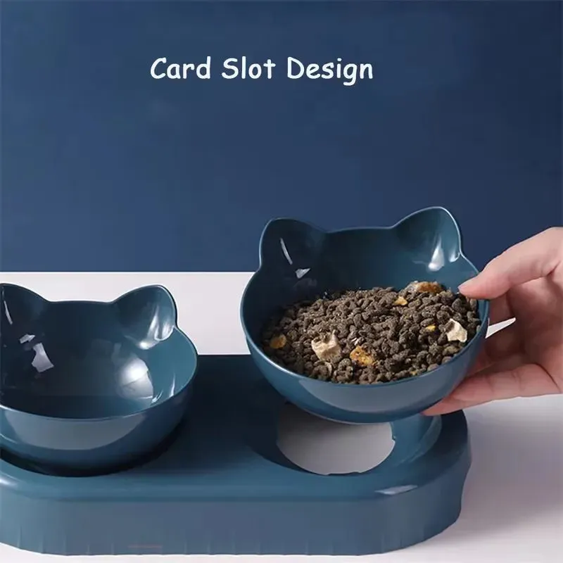 Triple Cat Bowls Pet Feeder with Automatic Water Dispenser