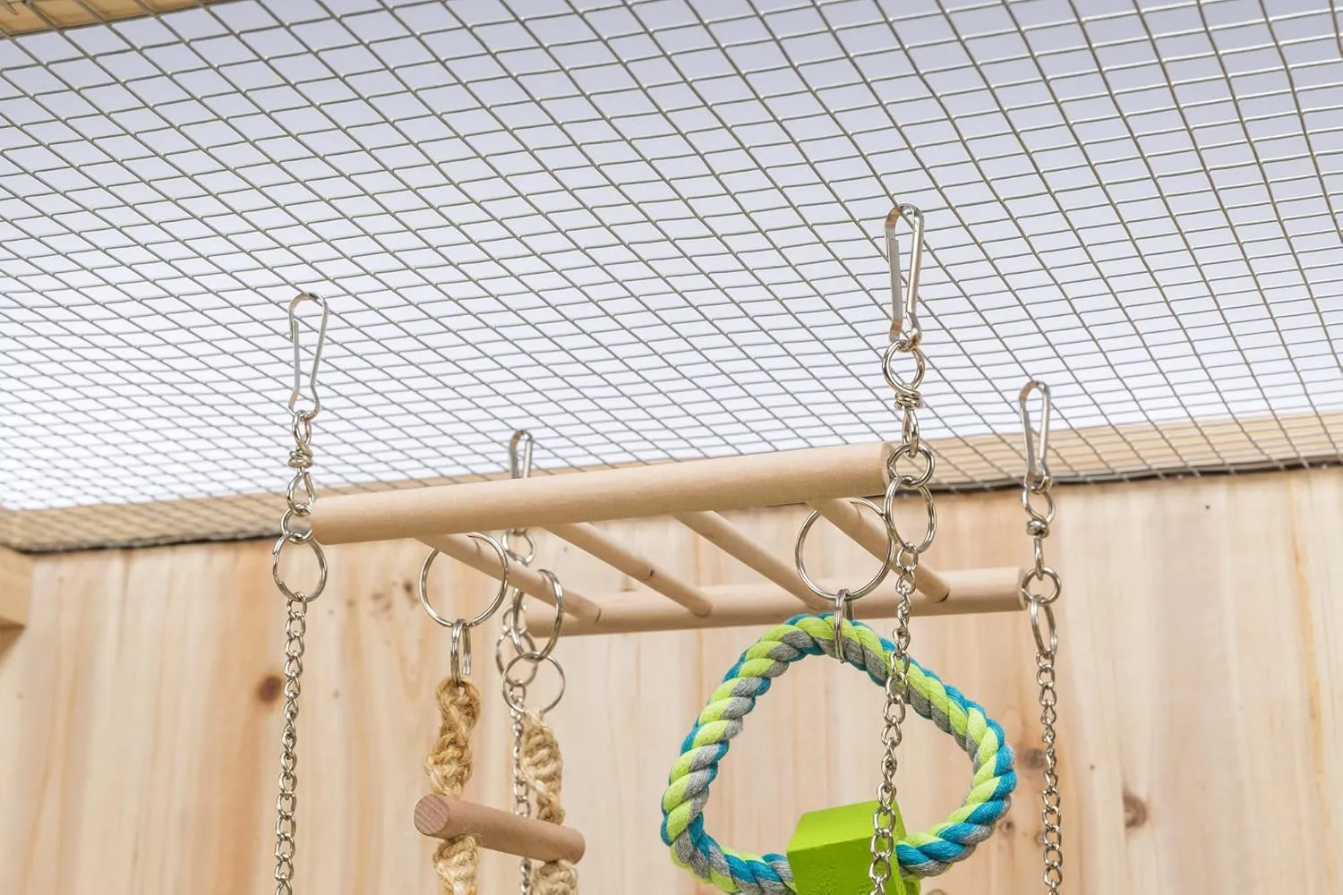 TRIXIE Small Animal Suspension Bridge, Hanging Cage Accessory with Hammock and Climbing Toys - Ladder and Ring, Ideal for Rats, Ferrets, Guinea Pigs, Mice