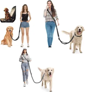 Two Types of Products, Detachable 2-in1 Hands-Free Dog Leash & car Dog seat Belt, Double-Sided Reflective,Walking, Jogging,Hiking, Travel etc.