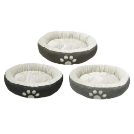 UBL Round Paw Print Fleece Pet Bed | 55 x 15cm