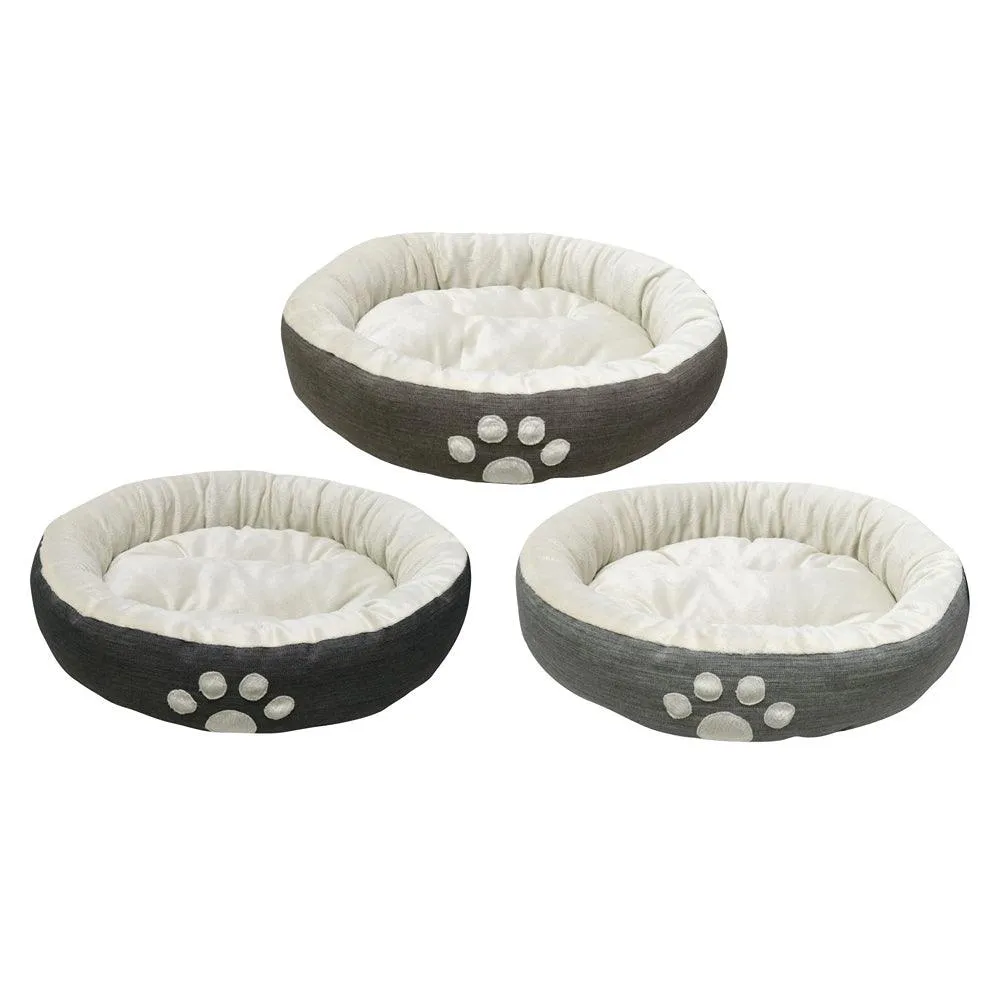UBL Round Paw Print Fleece Pet Bed | 55 x 15cm