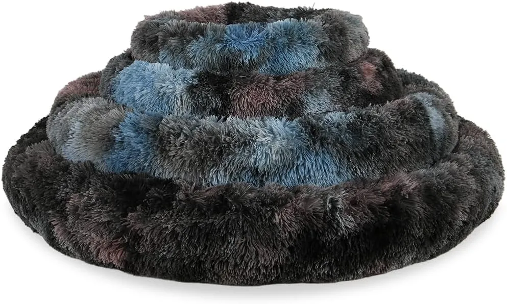 Ultra Soft Calming Donut Shaped Cozy Warming cat & Dog Bed. Removable Cover, Machine Washable, Anti-Slip, Fluffy Fur Plush Fabric, Anti-axiety. (17'/25'/33'/41)