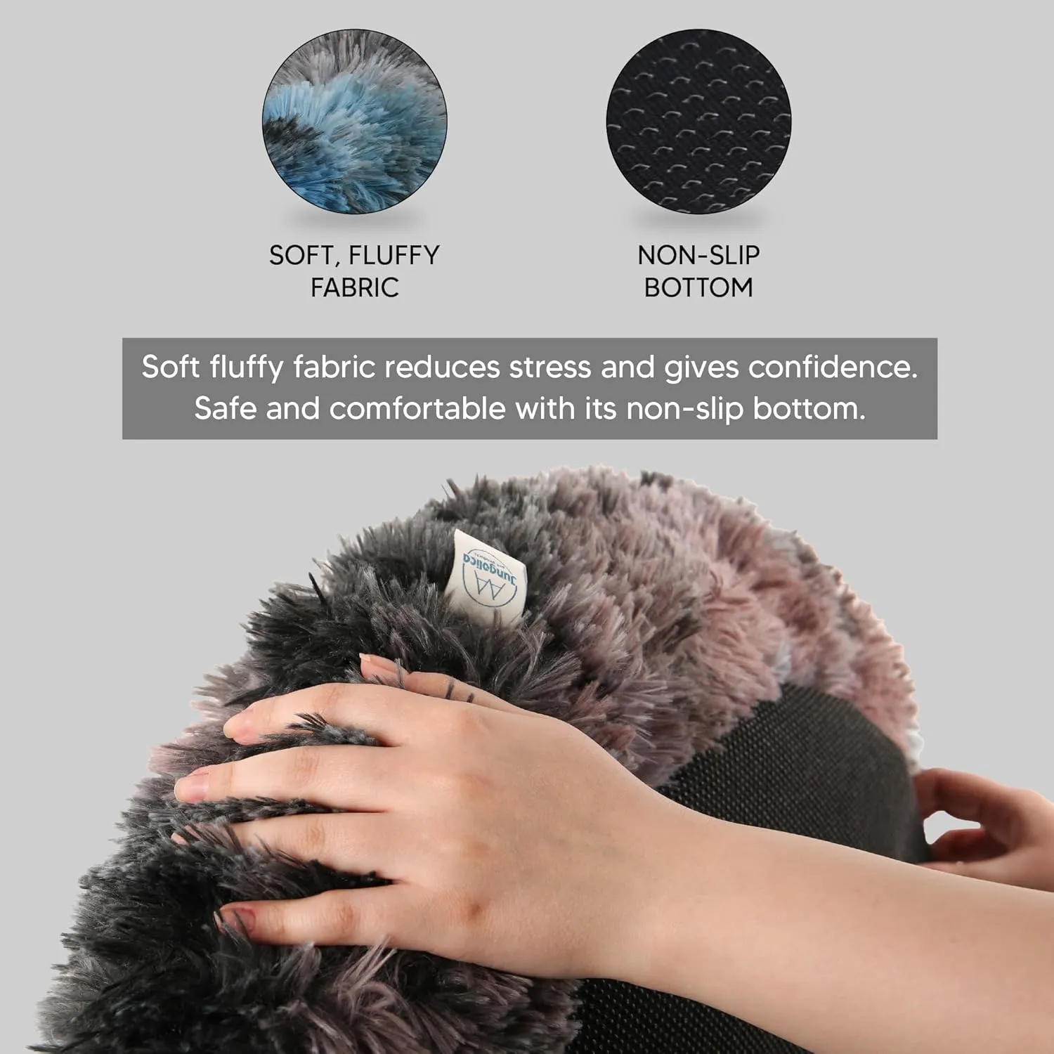 Ultra Soft Calming Donut Shaped Cozy Warming cat & Dog Bed. Removable Cover, Machine Washable, Anti-Slip, Fluffy Fur Plush Fabric, Anti-axiety. (17'/25'/33'/41)
